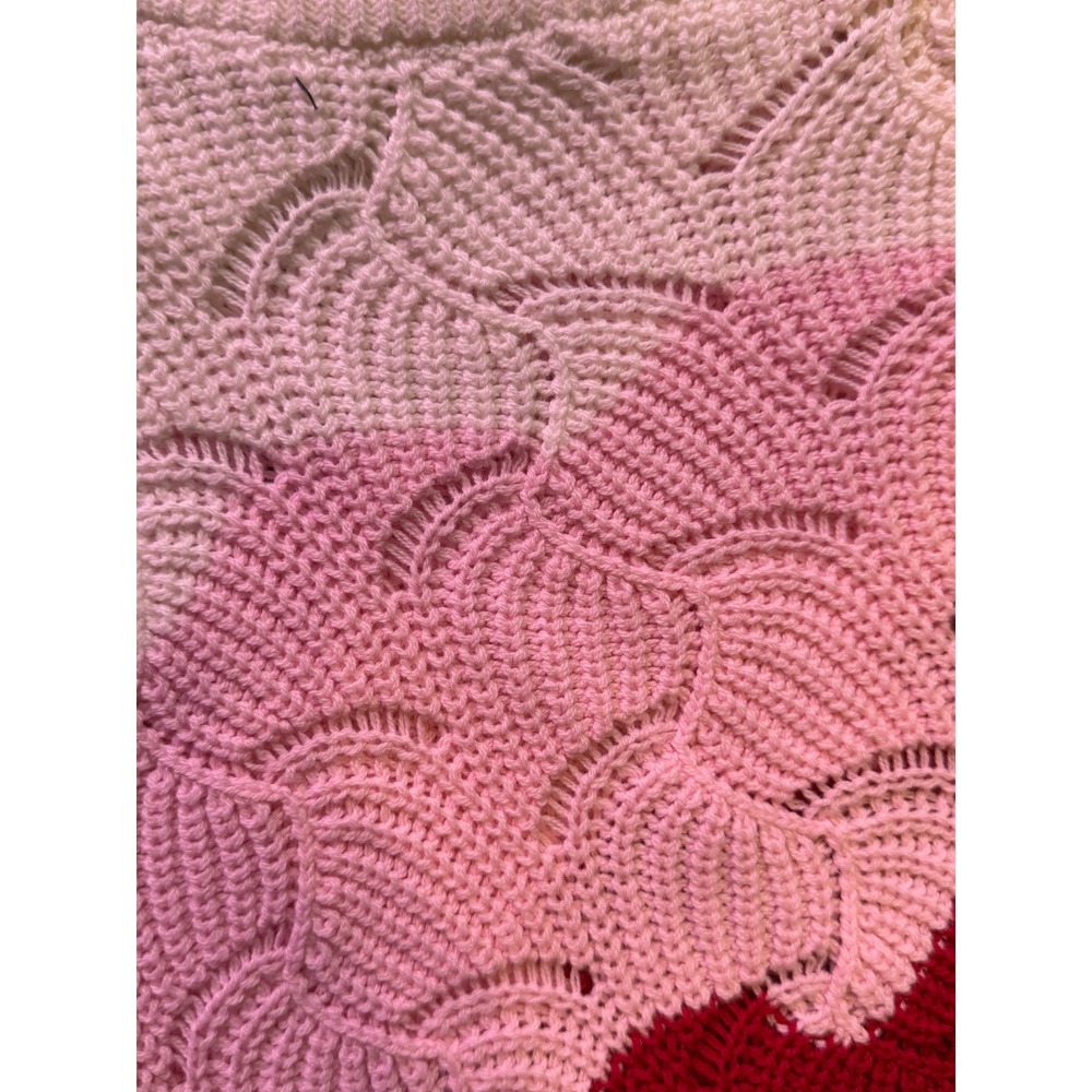 Andree by Unit Women 3X Scalloped Pointelle Knit Colorblock Sweater Pink Cream - Picture 2 of 3